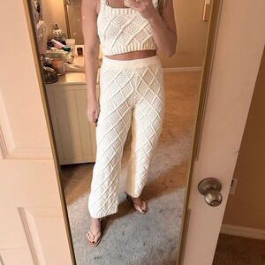 Sabo Skirt Cream Knit Wide Leg Pants
